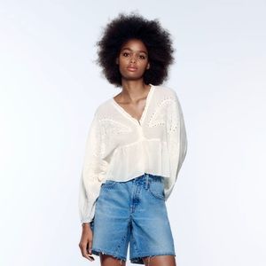 EMBROIDERED EYELET BLOUSE  ZARA